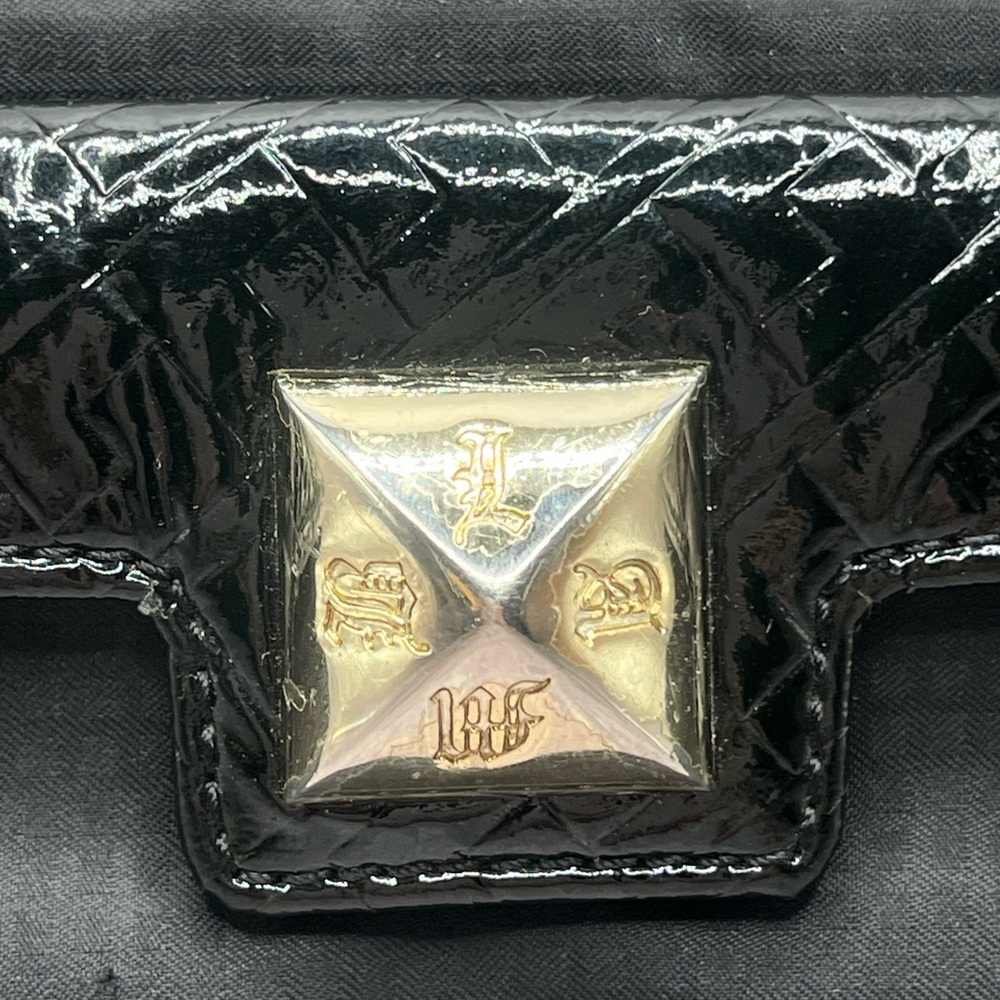 L.A.M.B VTG Y2K Gwen Stefani Black Zip Wallet Patent Leather & Fabric RARE - Picture 10 of 16